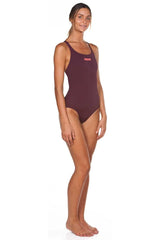 Arena - Solid Swim Pro Back Ladies Swimsuit - Red Wine/Pink