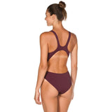 Arena - Solid Swim Tech Back Ladies Swimsuit - Red Wine/Pink