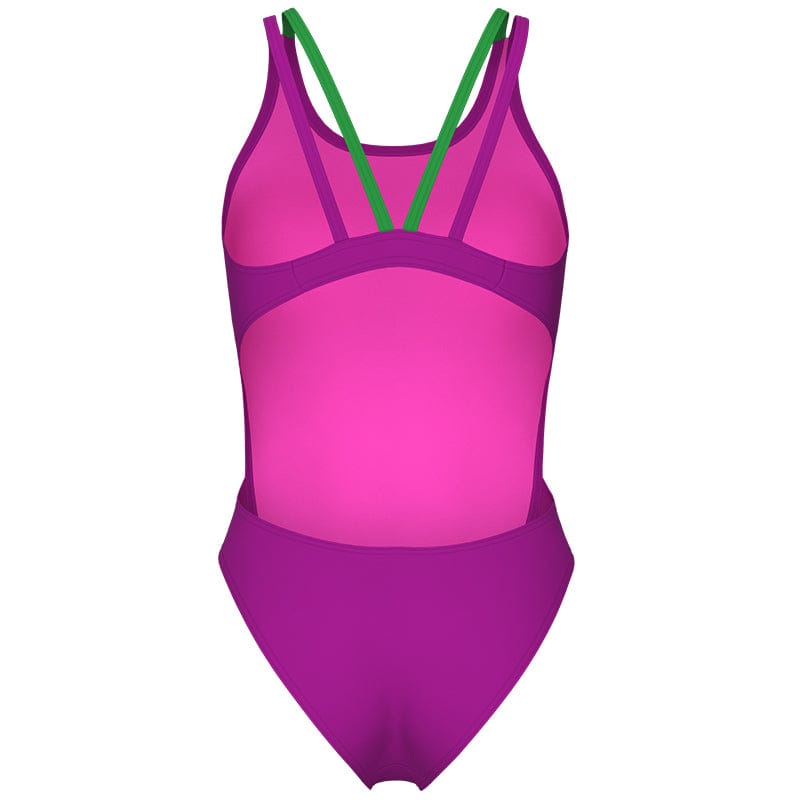 Arena - Solid Swim Tech Multi Back Ladies Swimsuit - Fuchsia-Green