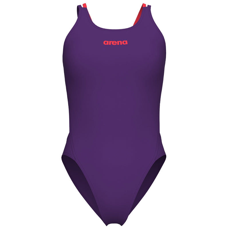 Arena - Solid Swim Tech Multi Back Ladies Swimsuit - Plum-Coral