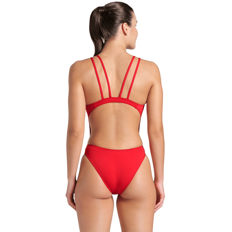 Arena - Solid Swim Tech Multi Back Ladies Swimsuit - Red-White