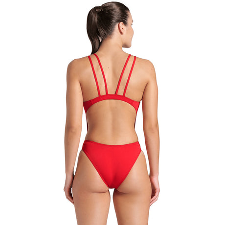 Arena - Solid Swim Tech Multi Back Ladies Swimsuit - Red-White