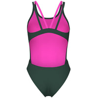 Arena - Solid Swim Tech Multi Back Ladies Swimsuit - Sage-Pink