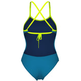 Arena - Solid Tie Back Ladies Swimsuit - Blue Cosmo/Artic Lime