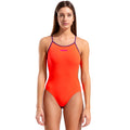 Arena - Solid Tie Back Ladies Swimsuit - Bright Coral/Plum
