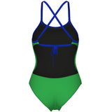 Arena - Solid Tie Back Ladies Swimsuit - Green/Blue