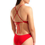 Arena - Solid Tie Back Ladies Swimsuit - Red