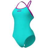 Arena - Solid Tie Back Ladies Swimsuit - Water/Fuchsia