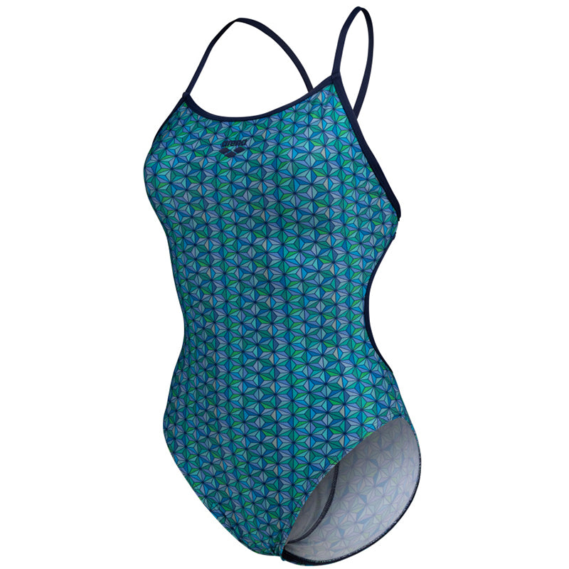 Arena - Starfish Ladies Lace Back Swimsuit - Navy-Turquoise/Multi