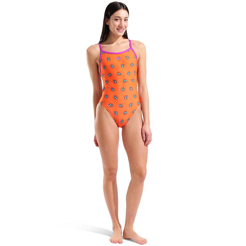 Arena - Sunset Rodeo Ye-Haa X-Criss Cross Back Ladies Swimsuit - Orange Multi/Fuchsia