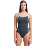 Arena - Team Solid Lace Back Ladies Swimsuit - Asphalt/Water