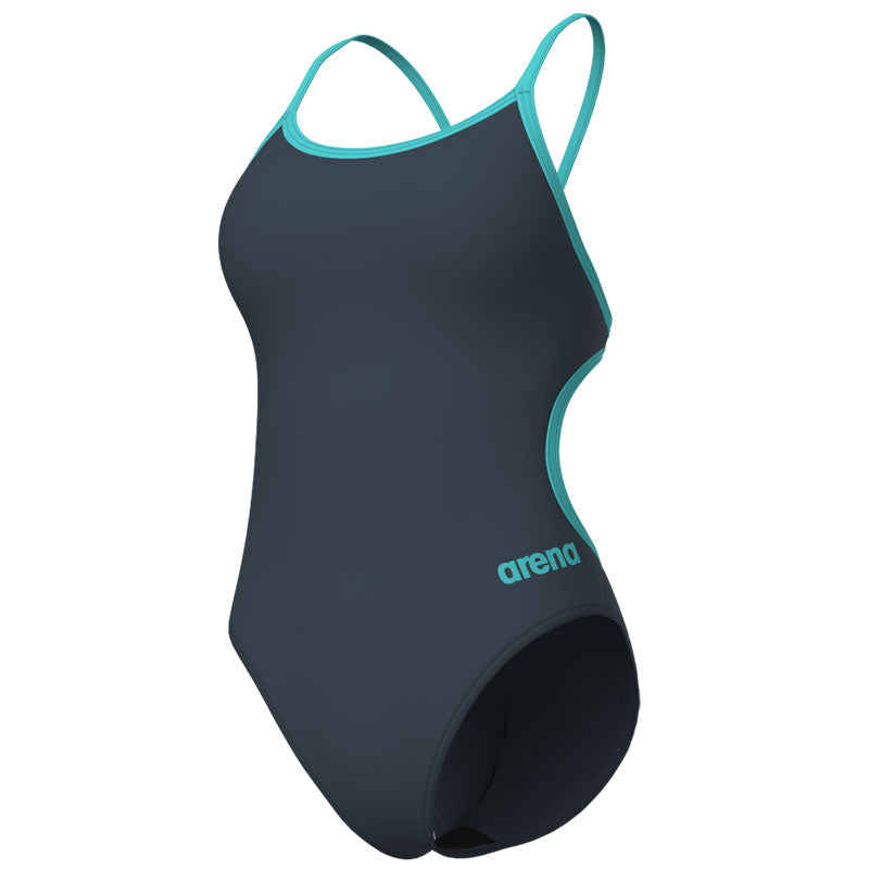 Arena - Team Solid Lace Back Ladies Swimsuit - Asphalt/Water