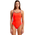 Arena - Team Solid Lace Back Ladies Swimsuit - Bright Coral/Plum