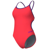 Arena - Team Solid Lace Back Ladies Swimsuit - Bright Coral/Plum