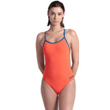 Arena - Team Solid Lace Back Ladies Swimsuit - Coral/Blue