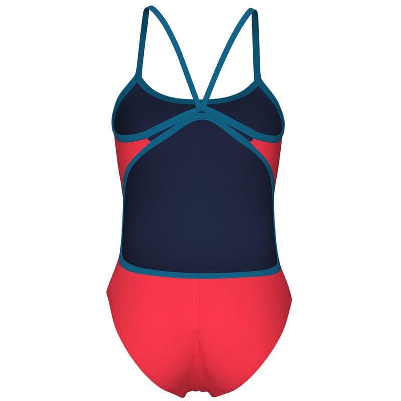 Arena - Team Solid Lace Back Ladies Swimsuit - Coral/Blue