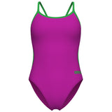 Arena - Team Solid Lace Back Ladies Swimsuit - Fuchsia/Green