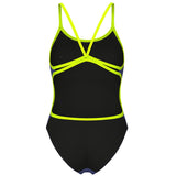 Arena - Team Solid Lace Back Ladies Swimsuit - Future Dusk/Black/Artic Lime