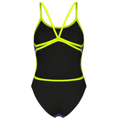 Arena - Team Solid Lace Back Ladies Swimsuit - Future Dusk/Black/Artic Lime