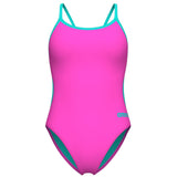 Arena - Team Solid Lace Back Ladies Swimsuit - Pink/Water