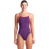 Arena - Team Solid Lace Back Ladies Swimsuit - Plum/Coral