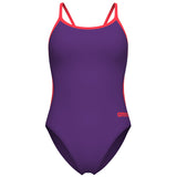 Arena - Team Solid Lace Back Ladies Swimsuit - Plum/Coral