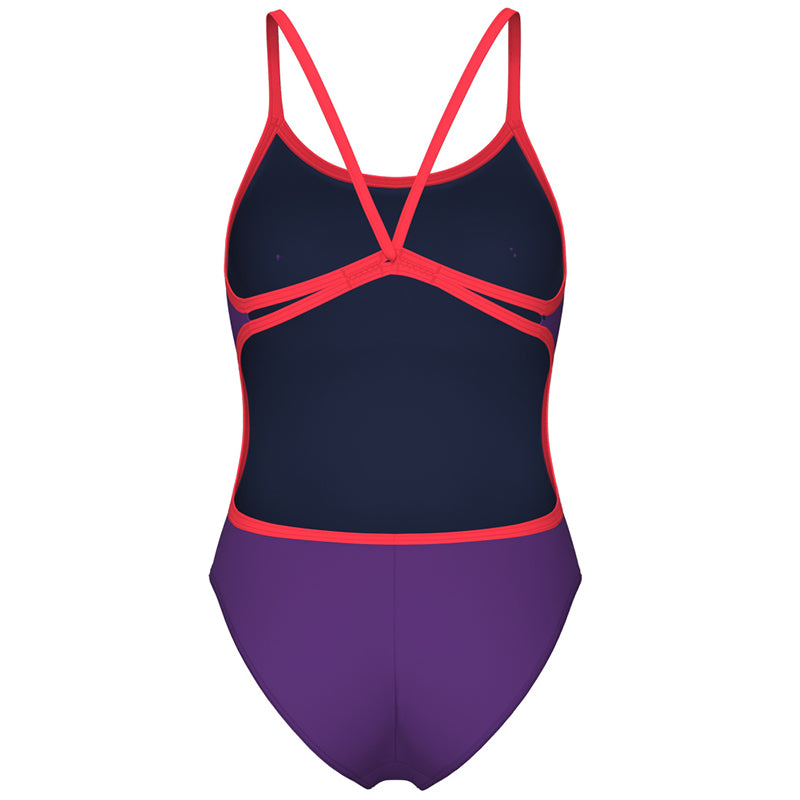 Arena - Team Solid Lace Back Ladies Swimsuit - Plum/Coral