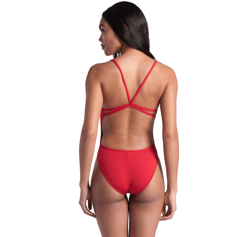 Arena - Team Solid Lace Back Ladies Swimsuit - Red/White