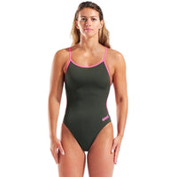 Arena - Team Solid Lace Back Ladies Swimsuit - Sage/Pink