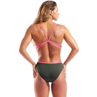 Arena - Team Solid Lace Back Ladies Swimsuit - Sage/Pink