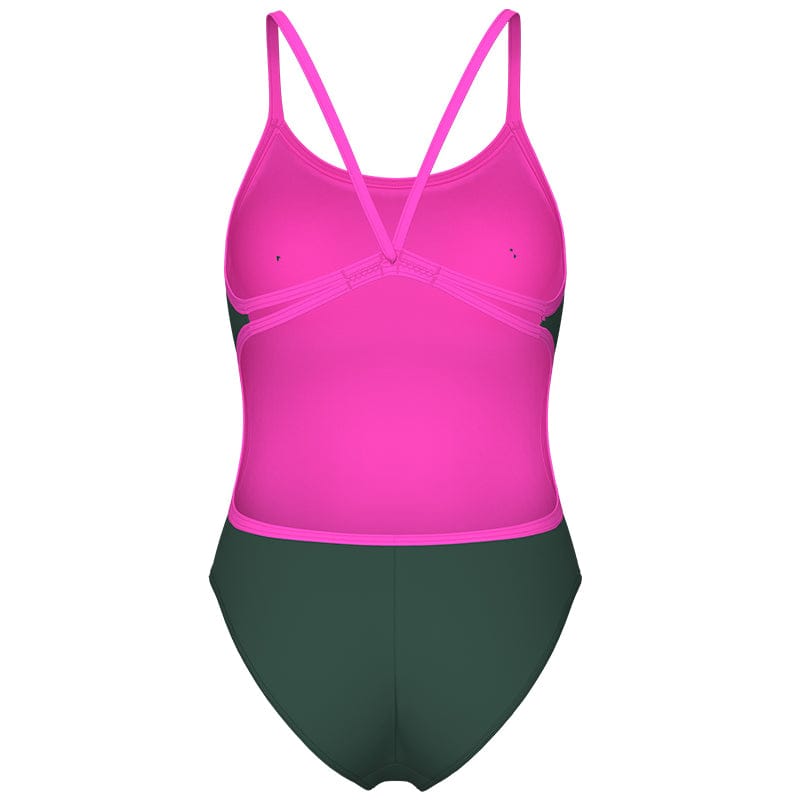 Arena - Team Solid Lace Back Ladies Swimsuit - Sage/Pink