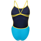 Arena - Team Solid Lace Back Ladies Swimsuit - Turquoise/Yellow