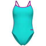 Arena - Team Solid Lace Back Ladies Swimsuit - Water/Fuchsia