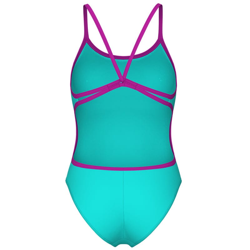 Arena - Team Solid Lace Back Ladies Swimsuit - Water/Fuchsia