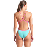 Arena - Team Solid Lace Back Ladies Swimsuit - Water/Pink