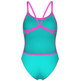 Arena - Team Solid Lace Back Ladies Swimsuit - Water/Pink