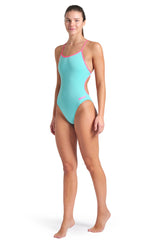 Arena - Team Solid Lace Back Ladies Swimsuit - Water/Pink