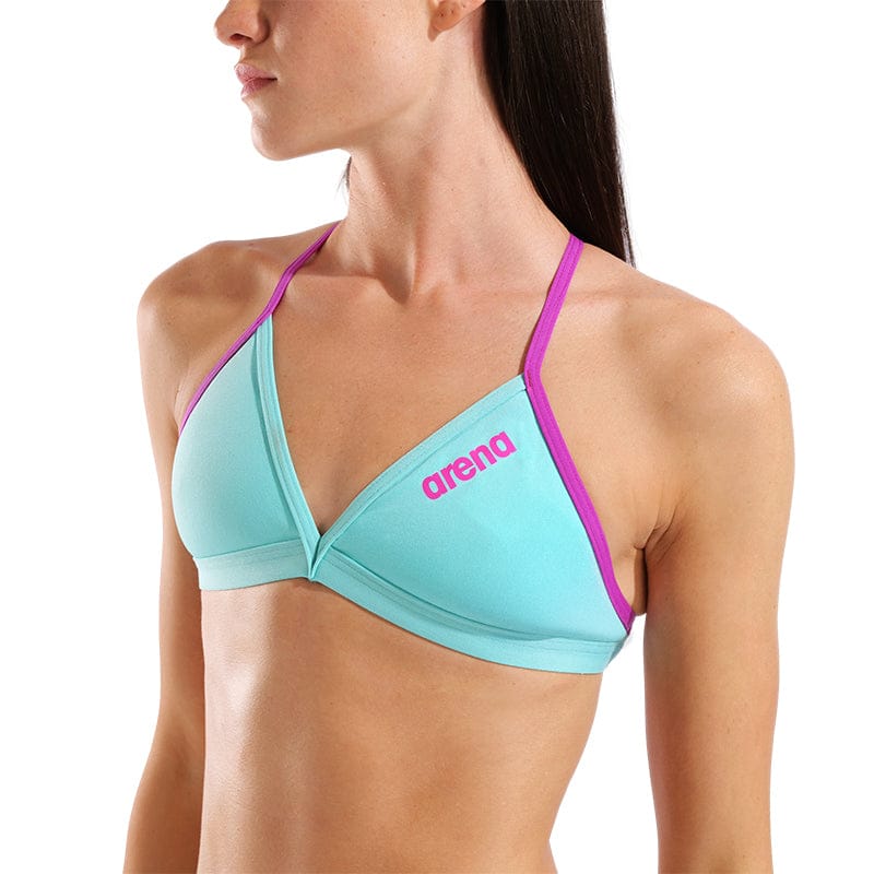 Arena - Team Tie Back Ladies Swim Top - Water/Fuchsia