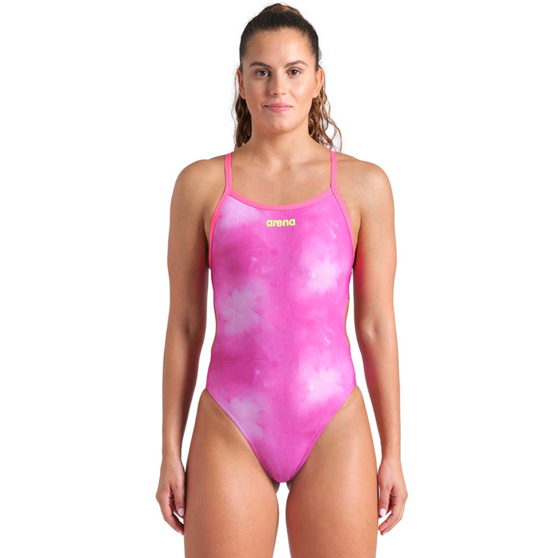 Arena - Tie-Dye Challenge Back Ladies Swimsuit - Pink/Multi