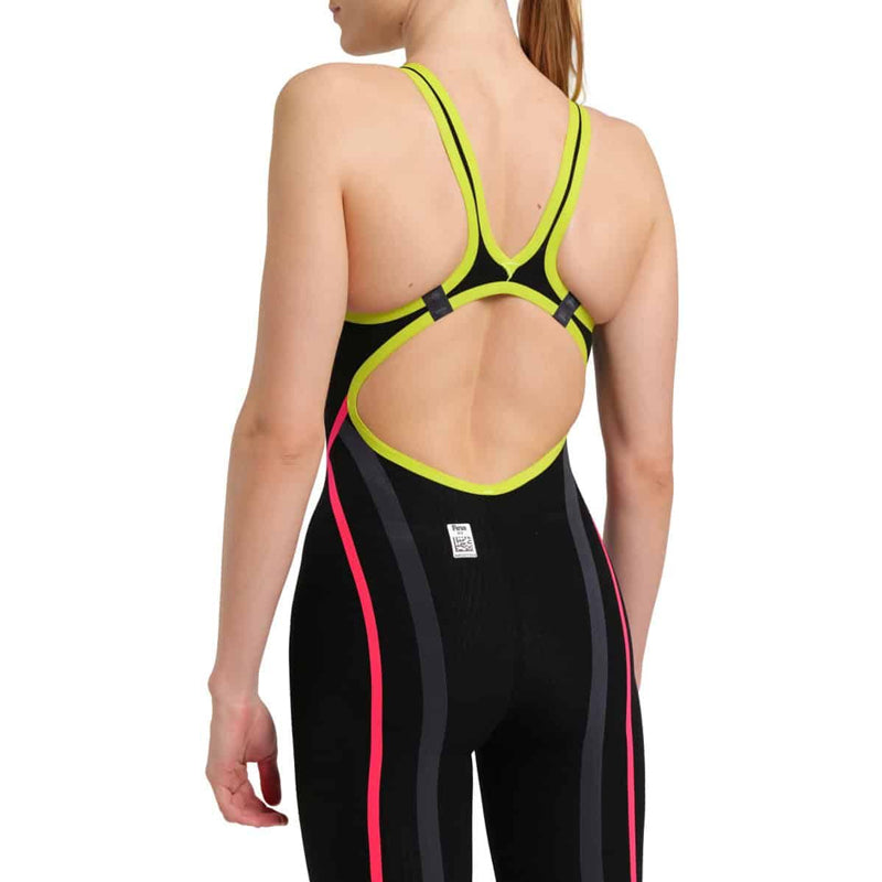 Arena - Women's Powerskin Carbon-Core FX Black-Yellow Open Back – Black/Fluo Yellow