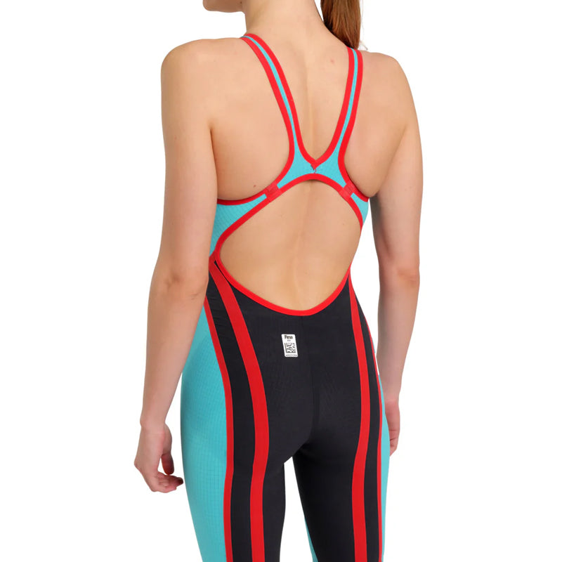 Arena - Women's Powerskin Carbon-Core FX Turquoise-Metallic Open Back – Turquoise/Metallic