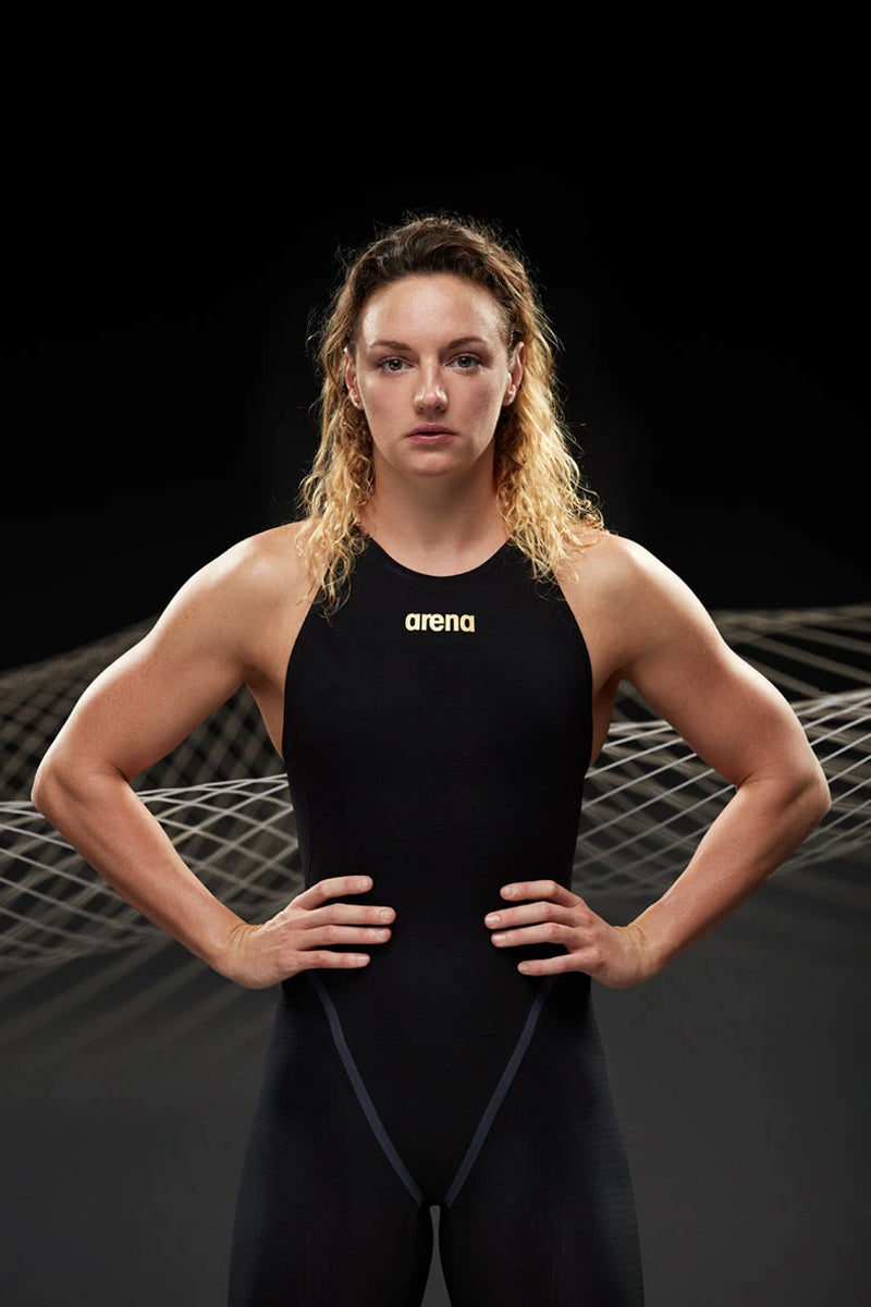 Arena - Women's Powerskin Carbon-Glide Open Back Tech Suit - Black/Gold