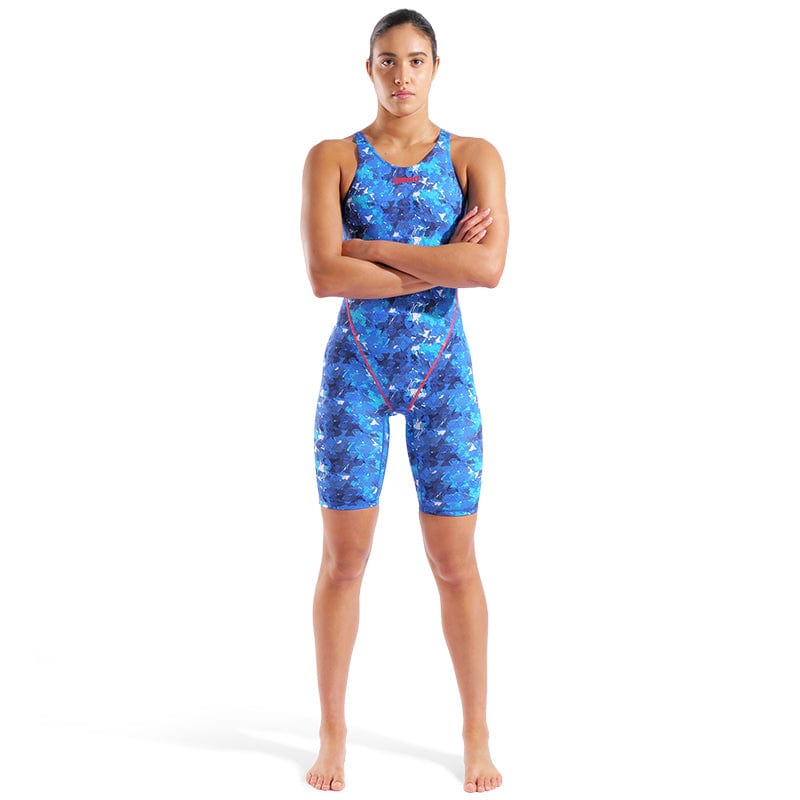 Arena - Women's Powerskin ST Next Splashy Open Back – Blue/Multi