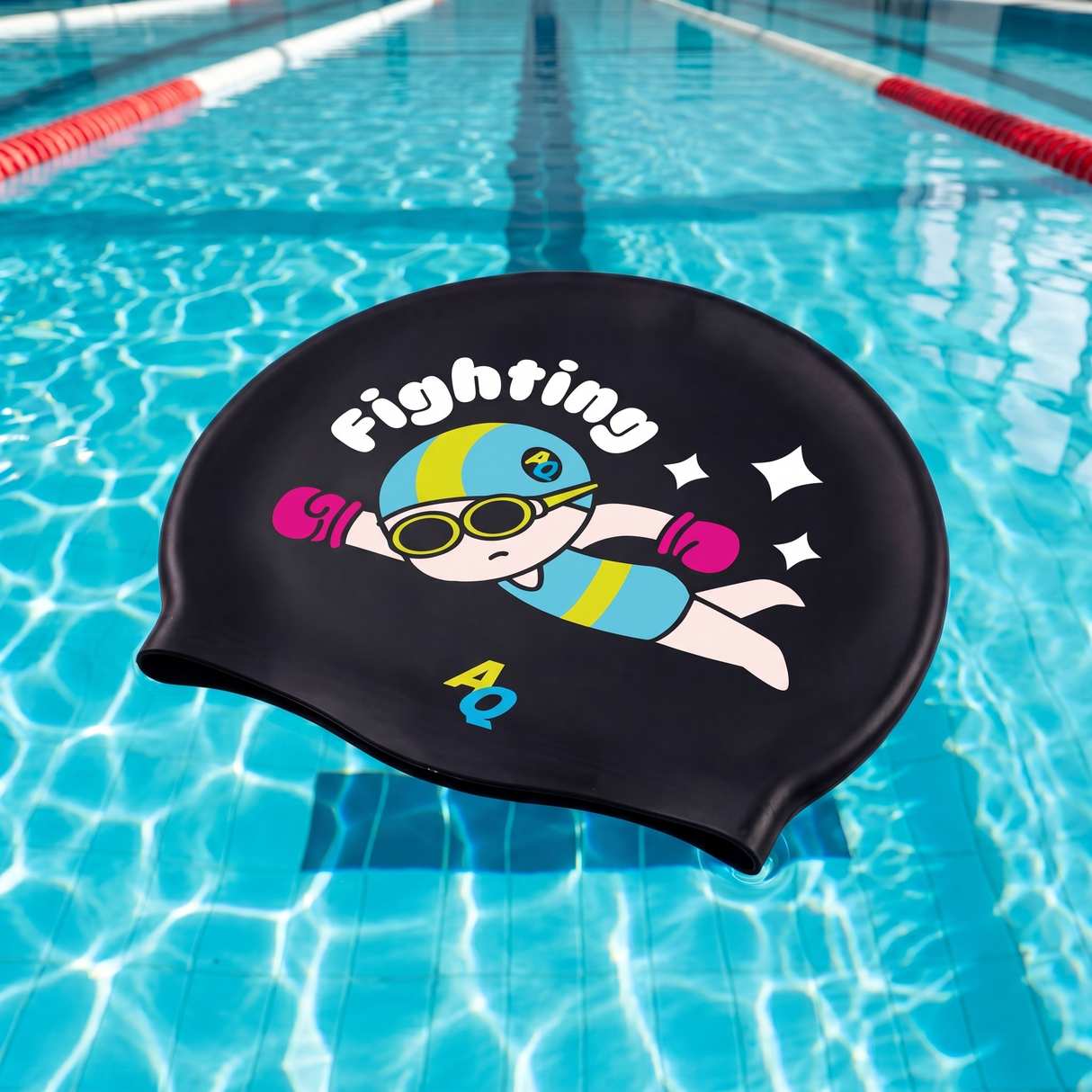 Fighting Silicone Swim Hat - Black