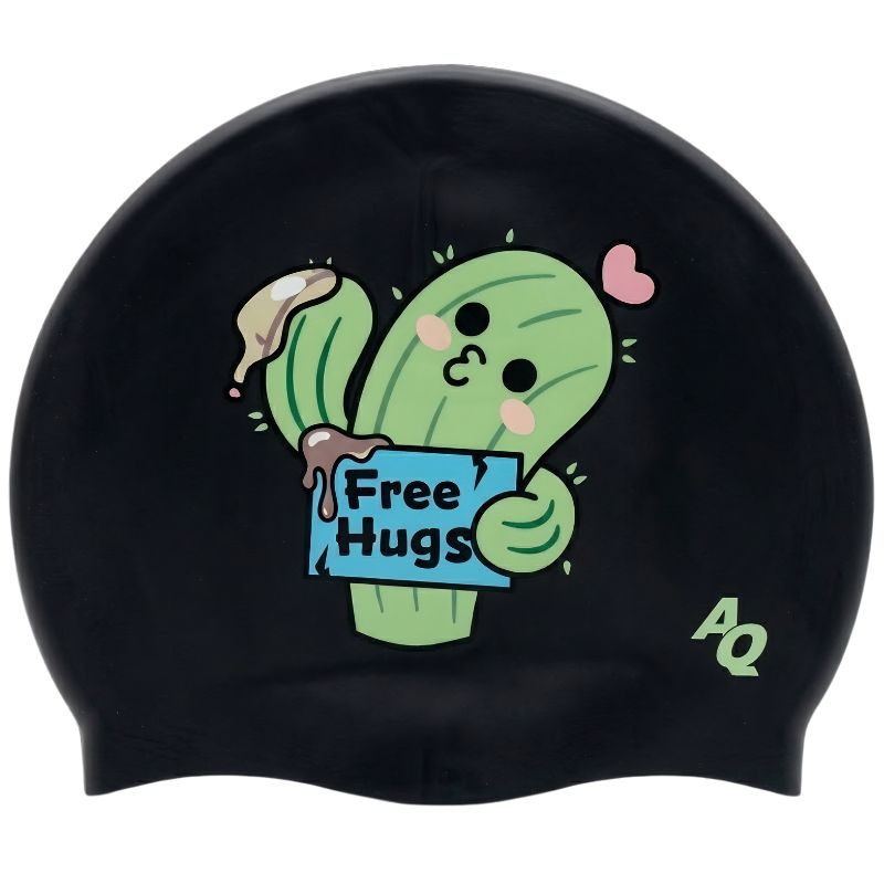 Free Hugs Silicone Swim Hat - Black