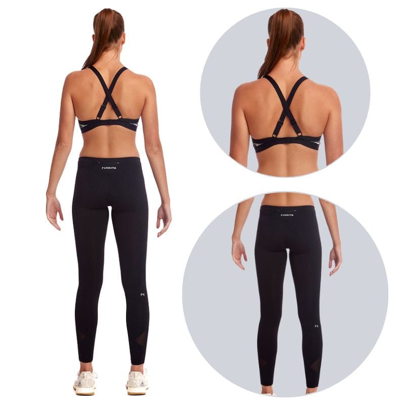 Funkita - Bar Tack High Neck Crop Top & Black Full Speed Full Length Tight