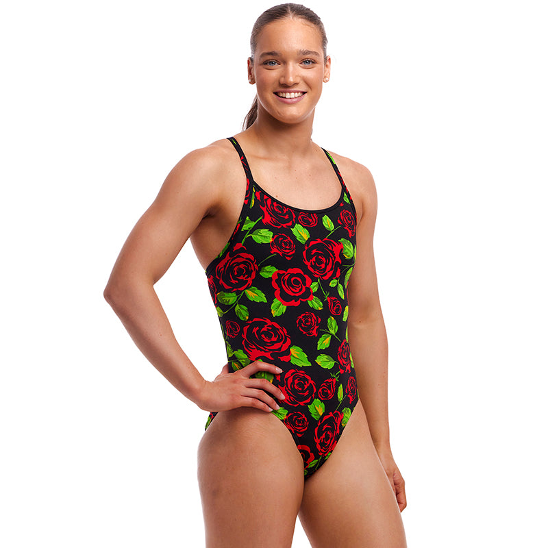 Funkita - Black Rose - Ladies Eco Diamond Back One Piece