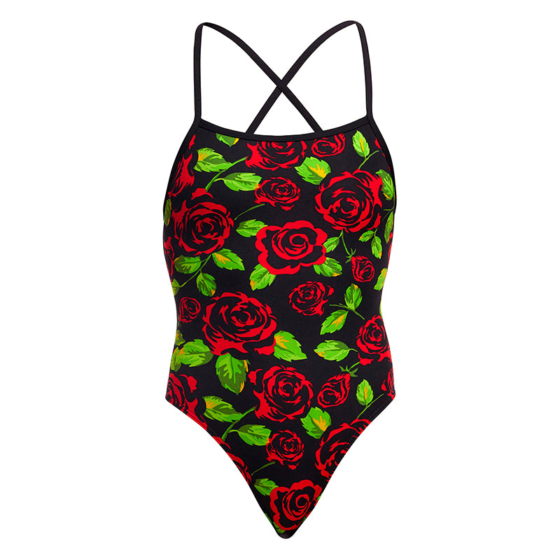 Funkita - Black Rose - Ladies Eco Strapped In One Piece