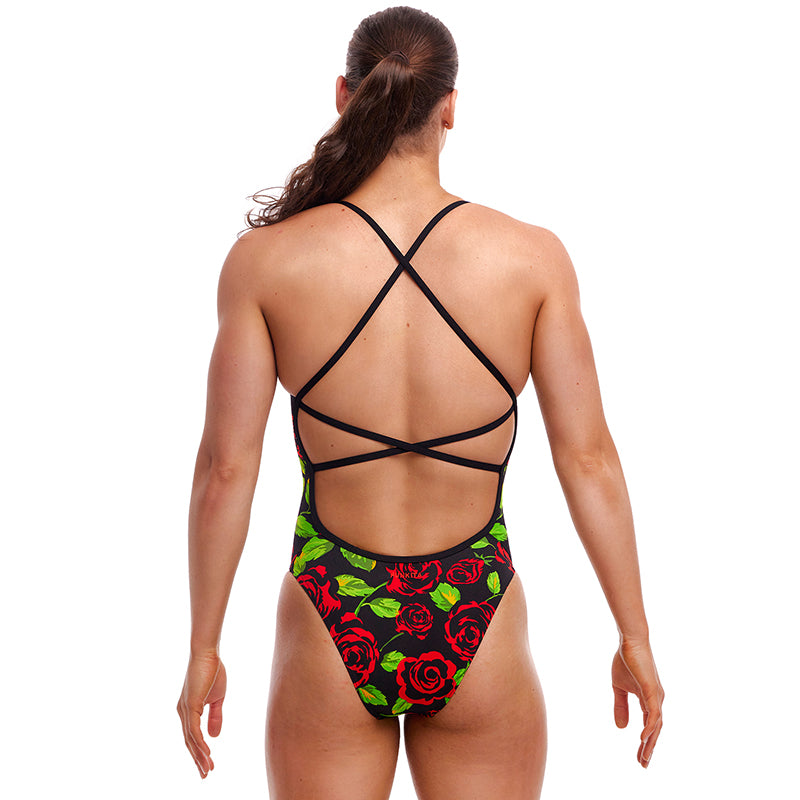 Funkita - Black Rose - Ladies Eco Strapped In One Piece