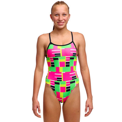 Funkita - Blocked Again - Girls Eco Single Strap One Piece